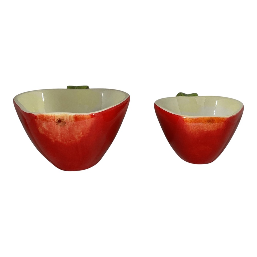 Red Apple Ceramic Measuring Cups Set of 4 Hanging Nesting Kitchen Decor - Picture 5 of 13